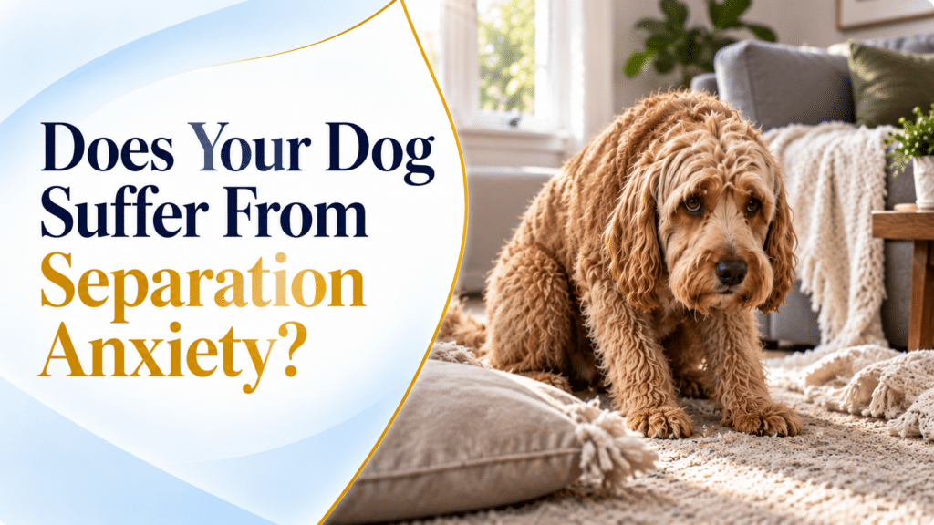 Anxious dog left alone at home showing signs of separation anxiety, in-home behaviour support in Ireland